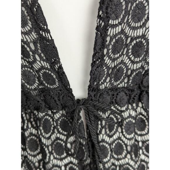 Allthreads Cover up Sz 4-12 Black bobble fringeBust to 40"Lace+ tassels Nylon/sp - Picture 3 of 6